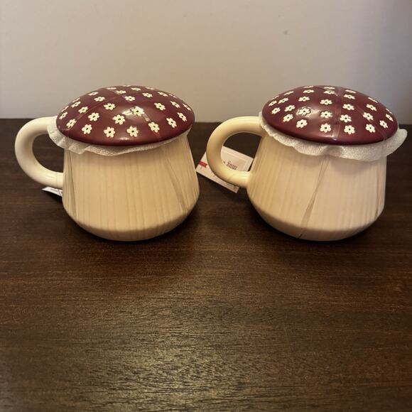 Target Bullseye Playground Mushroom Mug Set of 2 Cup Lid 17 oz Fall New - Picture 7 of 14